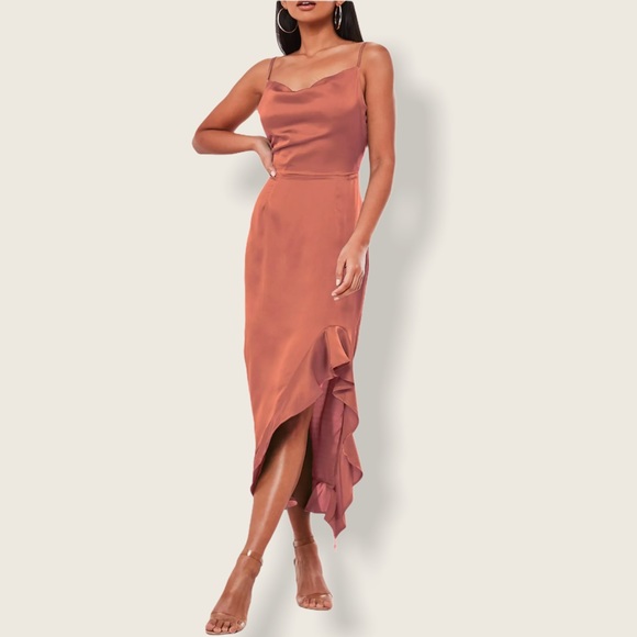 Missguided Blush Satin Ruffle Side Cami 